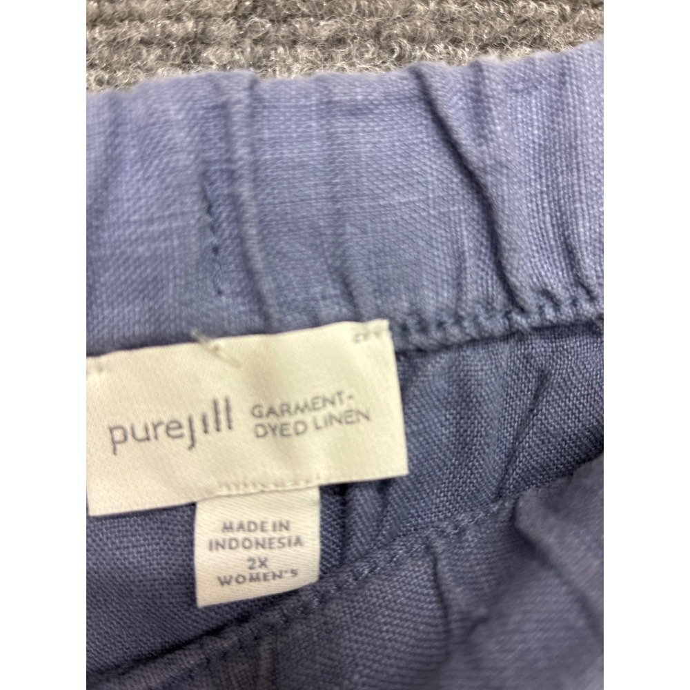 J. Jill Pure Jill Garment-Dyed Linen Pants Blue 2X NWT Drawstring Cropped - Picture 4 of 5